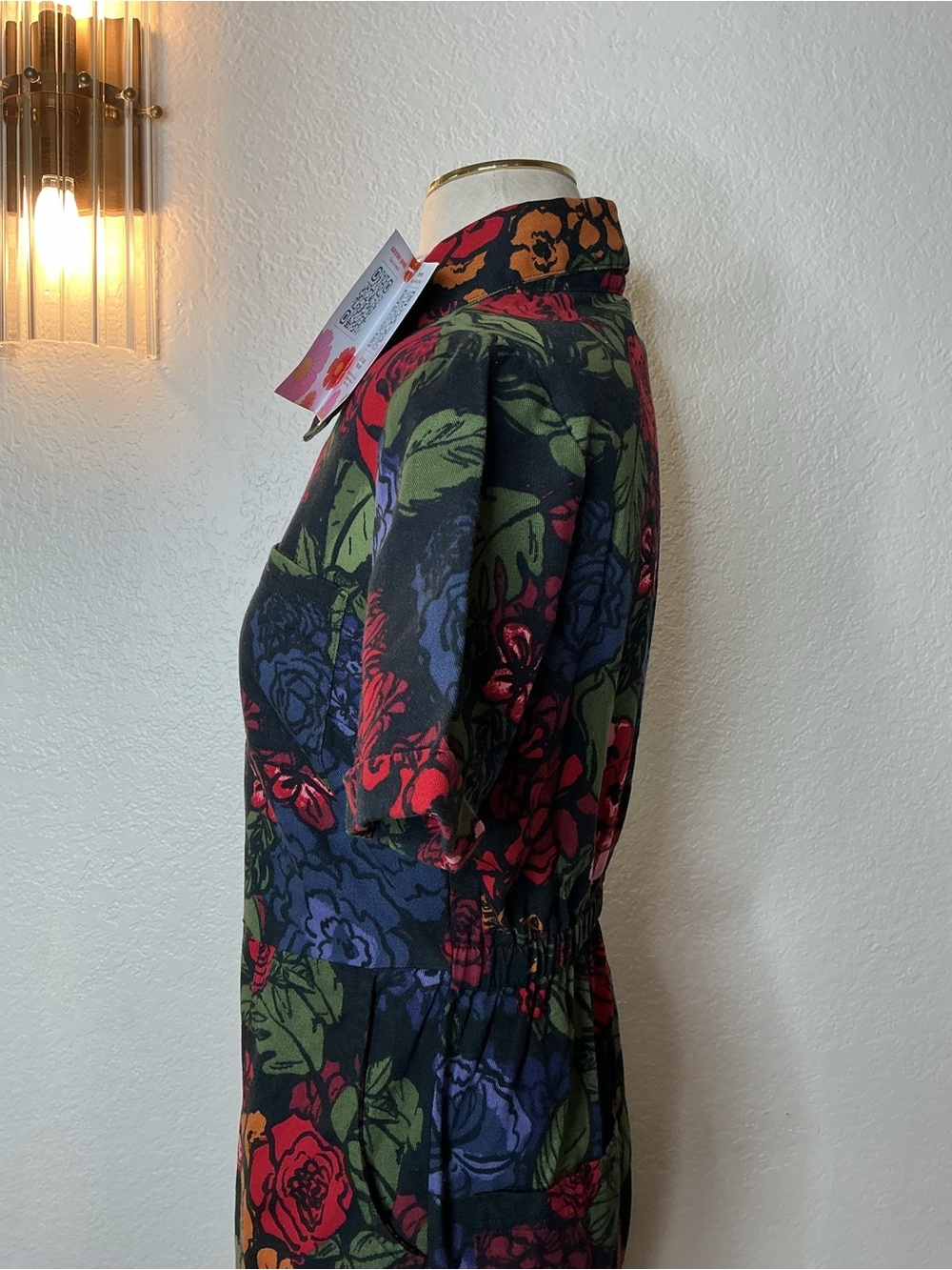 Lucy & Yak Floral Zip-Front Jumpsuit in Black, Red, Green, Blue - Picture 5 of 12